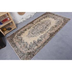 พรมตุรกีวินเทจ3.6 X 7ft เบจสีน้ำตาลพื้นที่ขนาดใหญ่ขนแกะรูปสี่เหลี่ยมผืนผ้าขนกระต่ายเทียมยางการเย็บปะติดปะต่อกันสำหรับใช้ในห้องโถง - Product Image 2