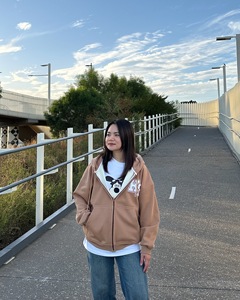 Unisex Oversize Zippered Sweatshirt <b>Cardigan</b> <b>Hood</b> Street Style Solid Color Feminine Outerwear Breathable Winter Sweater Pockets - Product Image 1