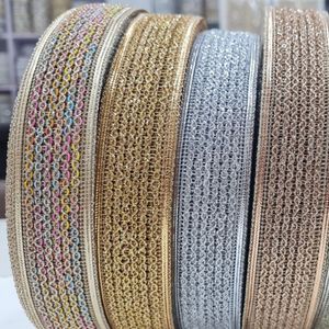 Premium Designer Multicolore Dentelle Vêtements De Mariée Tissage Complexe Exquis Métallique Zari Bordures Brodées De Luxe Traditionnel - Product Image 4