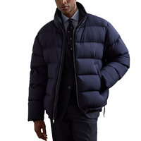 Veste matelassée Emerson 750 Fill Power, isolée, résistante à l'eau, manteau d'extérieur de luxe, vêtement d'hiver classique, garniture en cuir bleu marine