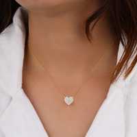 Collier coeur en or rose 14 carats pavé de 0,21 ct pendentif en diamant naturel élégant bijoux fins pour femmes