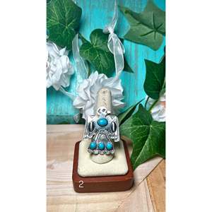 Tim Yazzie <b>Adjustable</b> <b>Ring</b> Kingman Turquoise & Sterling Silver Inlay with Gold Plating Stylish Fashionable <b>Rings</b> for Gifts - Product Image 3