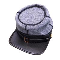 Gorra Civil de Oficial con Visera de Cuero 100% Lana, Gorra de Oficial Confederado de Alta Calidad, Teñido Liso Estándar, Tallas de Adulto de Pequeña a XXXL