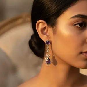 Pendientes de Plata 925 con Amatista, Joyería Elegante para Mujer, Accesorio de Moda - Product Image 2