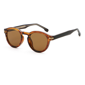Logo personalizzato 2025 Vintage uomo donna verde leopardo occhiali da sole UV400 Pin tempie acetato TR90 rotondi occhiali da sole uomo donna - Product Image 4