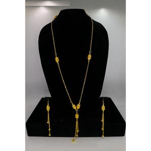 Collar y Aretes con Cuentas Chapados en Oro, Estilo Árabe de Oriente Medio, Joyería Tradicional India para Bodas, Collar Largo Étnico para Mujeres y Niñas - Product Image 1