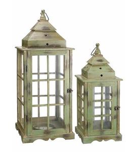 Lanterne en métal vintage blanc avec bougeoir décoratif élégant et panneaux en verre pour la décoration de la maison et de l'événement - Product Image 2