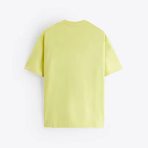 เสื้อยืดคอกลมสำหรับผู้ชายสีเหลืองอ่อนผ้าคอตตอนแบบหลวมระบายอากาศได้ดีติดโลโก้ตามสั่ง100% - Product Image 2