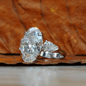 Anillo de Compromiso con Tres Piedras de Diamante Ovalado de 5.0 Ct Cultivado en Laboratorio, Oro Blanco, Estilo Bohemio, Certificado IGI, Anillos de Diamante de Aniversario - Product Image 3