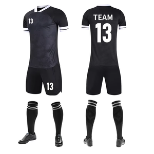 Survêtements de football sur mesure, dernier design, séchage rapide, 100% polyester, col en V, manches courtes, ensemble de maillots de sport, kits d'entraînement pour hommes - Product Image 4