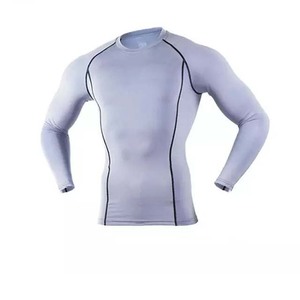 Vente en gros de rashguards unisexes personnalisés à manches longues, à séchage rapide, compressifs, 100% coton polyester, vêtements de sport d'été OEM/ODM - Product Image 3