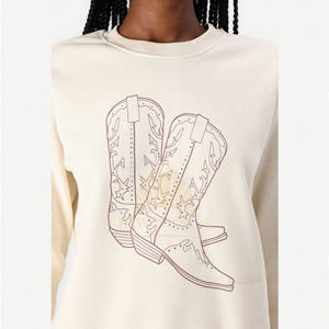 Sudadera de Cuello Redondo para Mujer, Personalizada, 100% Algodón, con Estampado de Serigrafía y Pedrería en la Parte Delantera, de Alta Calidad, Gran Venta - Product Image 4