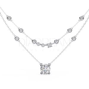 Collier en diamant rond Moissanite pendentif bijoux cadeau en argent sterling 925 bijoux de mode colliers ensemble de lunette collier - Product Image 1