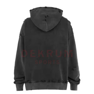 Sweat à capuche décontracté pour homme, effet vieilli, pour l'hiver, style urbain, nouvelle collection, en polaire chaude, couleur unie, respirant, personnalisable, offre ODM - Product Image 5