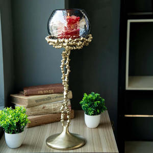 Candelabros de Metal con Portavelas de Vidrio Aqua para Decoración de Bodas, Últimos Candelabros de Pilar de Aluminio con Vidrio - Product Image 3