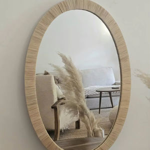 Miroir mural rond extra large, design industriel moderne, incrustation de verre, fait à la main, écologique - Product Image 1