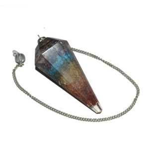 Stile Feng Shui pietra Semi-preziosa artigianato agata gemma intagliata pendolo di cristallo curativo quarzo sfaccettato pendoli in <span class=keywords><strong>metallo</strong></span> fatto - Product Image 5
