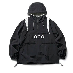 Vente chaude hommes coupe-vent veste confortable imperméable sur mesure avec col à capuche solide Streetwear Style décontracté - Product Image 1