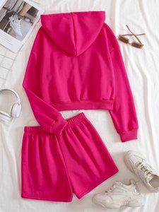 Chándal de tendencia para mujer, venta al por mayor, logotipo personalizado/cremallera con pantalón corto y Personalización completa - Product Image 2