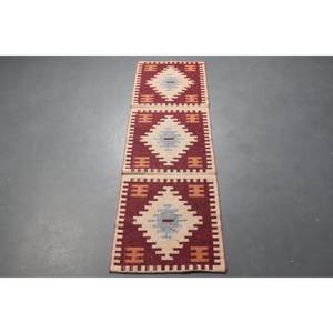 พรมวินเทจสไตล์ตุรกี ขนาด 1.6x4.8 ฟุต พรมลายตารางเล็กสีเบจ - Product Image 5