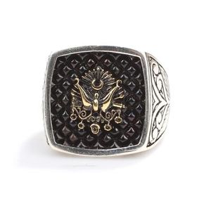 Bague pour homme en argent sterling 925, style hip-hop géométrique, avec emblème d'écusson gravé, sertissage invisible, pour usage quotidien - Product Image 4