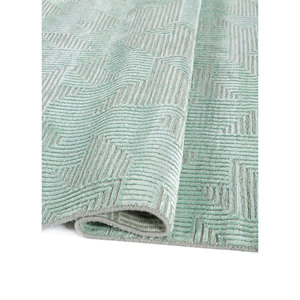 Tapis en laine et soie de bambou noué à la main bleu azalée, motif géométrique abstrait pour la maison, couloir, modèle rectangulaire AIWB-13025 pour adolescents - Product Image 2