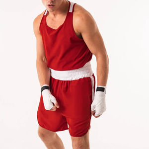 Tenue de boxe personnalisée Lamatex Sports pour hommes, ensemble short de combat rouge et blanc, tenue d'entraînement, vêtements de combat, confortable et respirant - Product Image 6