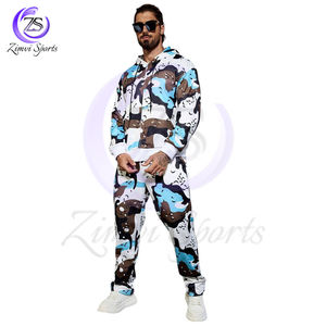 Nueva moda, producto de alta demanda, ropa de calle, estampado de camuflaje personalizado, Sudadera con capucha y bolsillos, conjunto de pantalones de chándal para hombres - Product Image 5