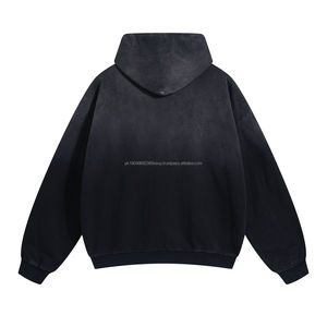 Sudadera con Capucha Extra Grande de Felpa Gruesa Personalizada, Estilo Urbano Vintage, Lavado Ácido, con Bolsillos Desgastados para Hombre - Product Image 4