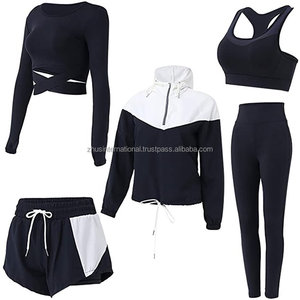 Customize Top High Quality 5PCS Yoga Clothing Suit Set Tracksuit Running Gym Summer Fitness Skinny Plus Size Womens Clearance - Product Image 6