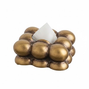 Porta Cajas de Pañuelos de Lujo al por Mayor, Diseño Único de Burbujas en Metal Dorado, Contenedor Decorativo para Guardar Toallitas Faciales para Uso en el Hogar y Hoteles - Product Image 1