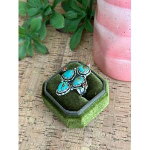 Southwest Handmade Turquoise Opal Multi Stone Sterling <b>Silver</b> <b>Adjustable</b> Cluster <b>Ring</b> - Product Image 3