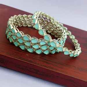 Brazalete nupcial indio, fabricación de joyería, pulsera de gota de lágrima oxidada, brazalete de cristal bohemio, joyería de boda para mujer, azul cielo - Product Image 2