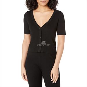 เสื้อสเวตเตอร์คาร์ดิแกนคอวีของผู้หญิงสำหรับสวมใส่ปกติ - Product Image 1