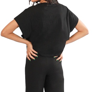 เสื้อยืดผ้าลูกฟูกสำหรับ100% คอตตอนคอลเลคชั่นฤดูร้อน2025โอเวอร์ไซส์พิมพ์ลายหนาแน่นสูงกำหนดโลโก้ได้เอง - Product Image 2