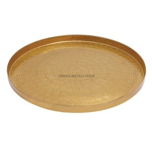 Bandeja decorativa para servir hecha a mano en diseño redondo gris rústico con asas resistentes, perfecta para exhibiciones encantadoras para el hogar - Product Image 4