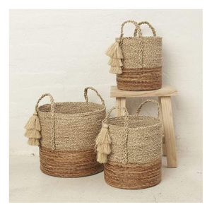 Minimalist Seagrass Storage <b>Basket</b> Organic Handwoven Bowl for Fruit <b>Display</b>, Pantry Organization & Decorative Home Styling - Product Image 2