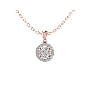 Petite Round Cut Diamond Set Cluster <b>Pendant</b> 0.25 Ct F-G Lab Grown Diamond In Platinum For Bridal Anniversary Gift - Product Image 3