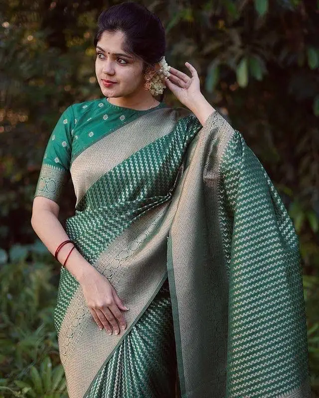 Présenter des saris Banarasi organiques enchanteurs mais respirants pour les mariages indiens intimes et gros, qui sont légers sur votre