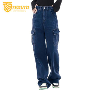 Pantalon cargo taille haute pour femme Jeans en denim taille haute élégants - Product Image 3