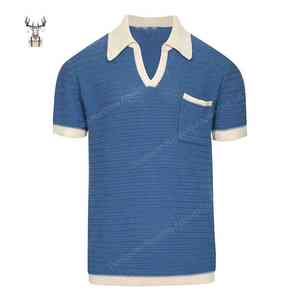 Jersey personalizado de alta calidad 100% algodón color sólido con bolsillo cuello vuelto manga corta para hombres camisa - Product Image 6