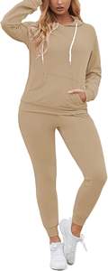 Conjunto de chándal liso con capucha para mujer, ropa de calle elegante hecha de forro polar de algodón 100%, comodidad transpirable, ajuste Flexible para el día a día - Product Image 6