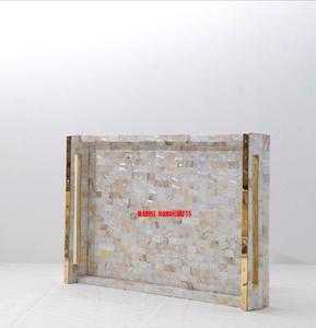 2025 MADRE DE PERLA ARTESANÍA BANDEJA DE SERVICIO DE ARTESANÍA DE MADERA para EID DECORACIÓN DEL HOGAR REGALO BANDEJA DE COCINA BANDEJAS RAMADAN ÁRABE - Product Image 4