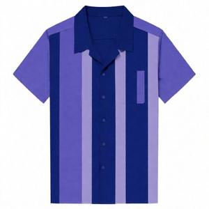 Camisa de Bolos Vintage para Hombre, de Dos Tonos, con Paneles Verticales en Contraste, Cuello Abierto y Tejido Transpirable de Alto Rendimiento - Product Image 5