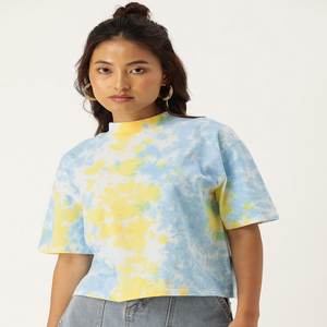 Tie Dye Boxy Tshirt Goutte Épaule Manches Respirant Regular Fit Longueur pour Casual Summer Wear Made Spandex Imprimer Sans Col - Product Image 2