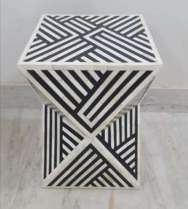 Société de fabrication de tiroir d'incrustation d'os, inde services personnalisés disponibles artisanat maison fait à la main, tabouret d'incrustation d'os Floral - Product Image 6