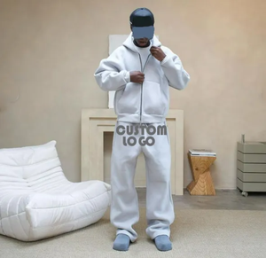 Venta al por mayor logotipo personalizado invierno sólido hombres 2 piezas Tech Fleece Sweatsuit conjunto transpirable ligero pantalones de chándal y Sudadera con capucha chándal - Product Image 3