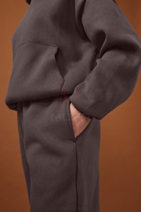 Veste à capuche pour homme 100% coton avec fermeture éclair, motif solide et teint uni, avec poche et col à capuche - Product Image 3