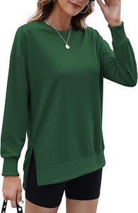 Sudadera con abertura lateral para mujer, cuello redondo de otoño, manga larga, camisas de camuflaje de gran tamaño, Jersey informal con estampado personalizado, Tops - Product Image 4