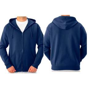 Sweat à capuche unisexe personnalisé 100% coton avec fermeture éclair, style streetwear automne-hiver, double poche, fabricant OEM - Product Image 1